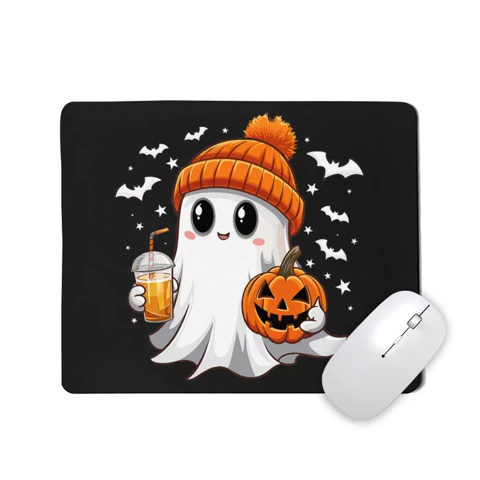 Cute Halloween Ghost Drink Iced Coffee Pumpkin Mousepad