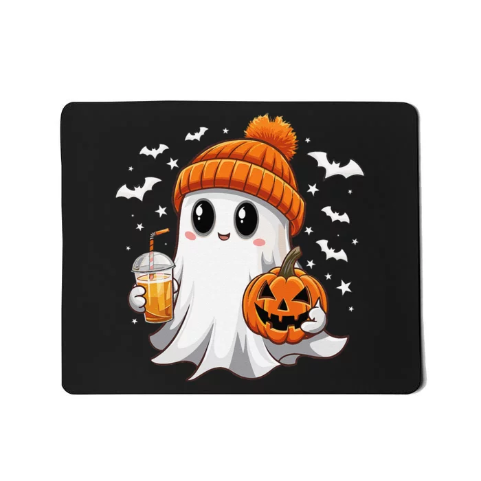 Cute Halloween Ghost Drink Iced Coffee Pumpkin Mousepad