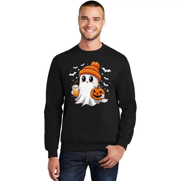 Cute Halloween Ghost Drink Iced Coffee Pumpkin Tall Sweatshirt