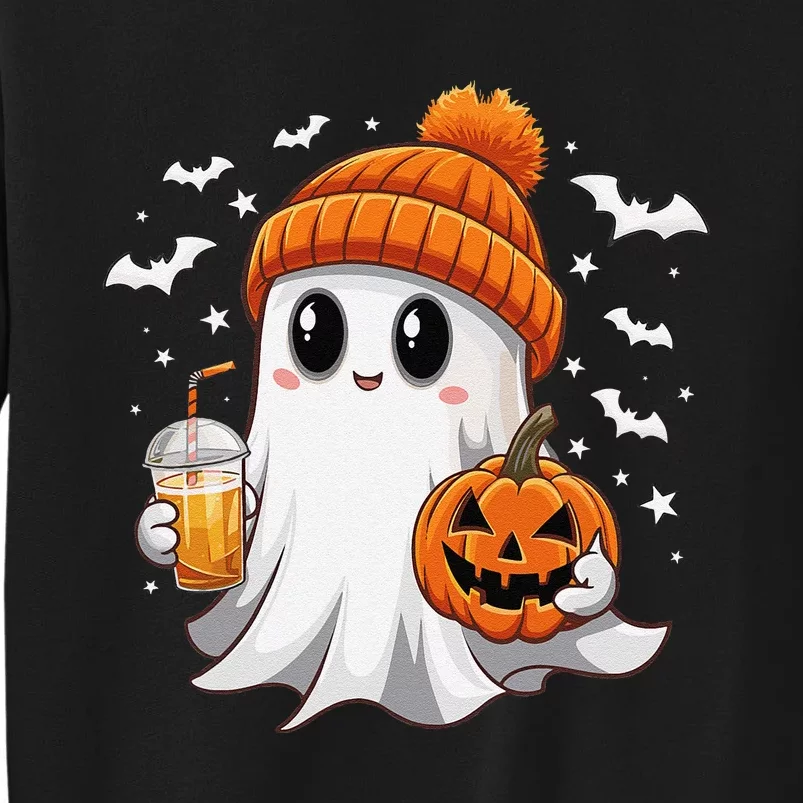 Cute Halloween Ghost Drink Iced Coffee Pumpkin Tall Sweatshirt