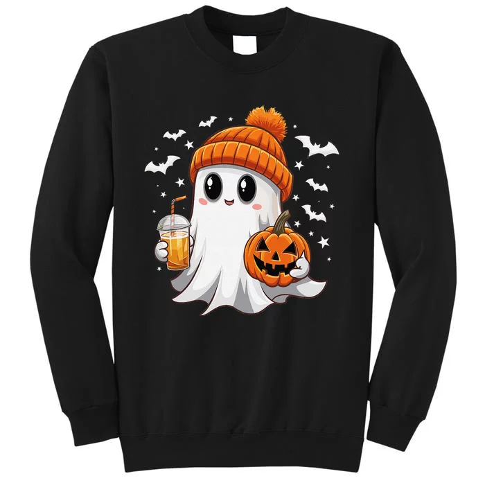 Cute Halloween Ghost Drink Iced Coffee Pumpkin Tall Sweatshirt