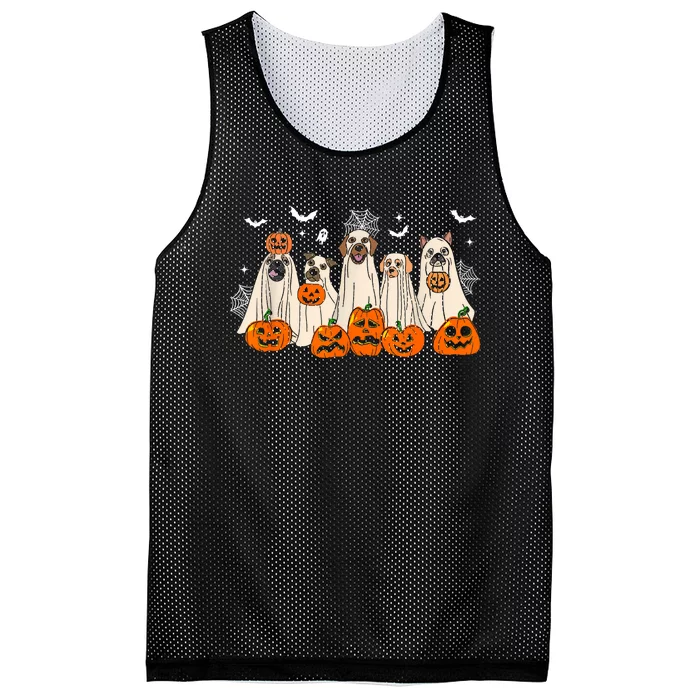 Cute Halloween Ghost Dogs Funny Dog Lovers Women Mesh Reversible Basketball Jersey Tank