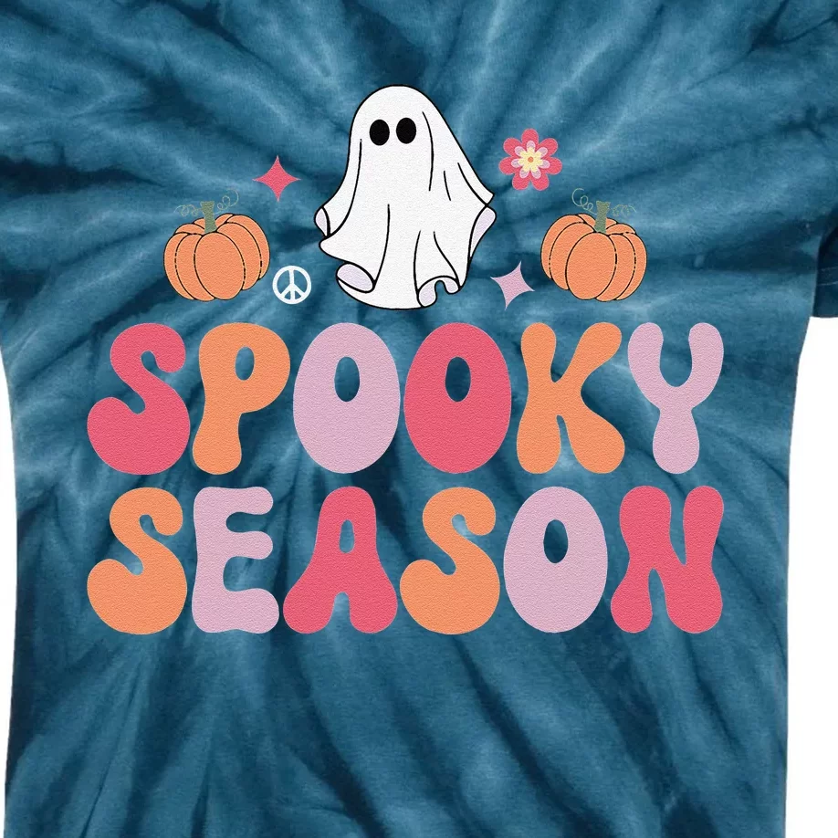 Cute Halloween Groovy Ghost Spooky Season Halloween Costume Kids Tie-Dye T-Shirt