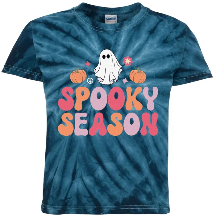 Cute Halloween Groovy Ghost Spooky Season Halloween Costume Kids Tie-Dye T-Shirt