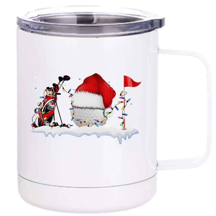 Christmas Holiday Goft Lover Golfer Holiday Season Front & Back 12oz Stainless Steel Tumbler Cup