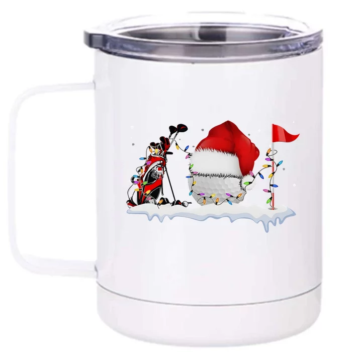 Christmas Holiday Goft Lover Golfer Holiday Season Front & Back 12oz Stainless Steel Tumbler Cup