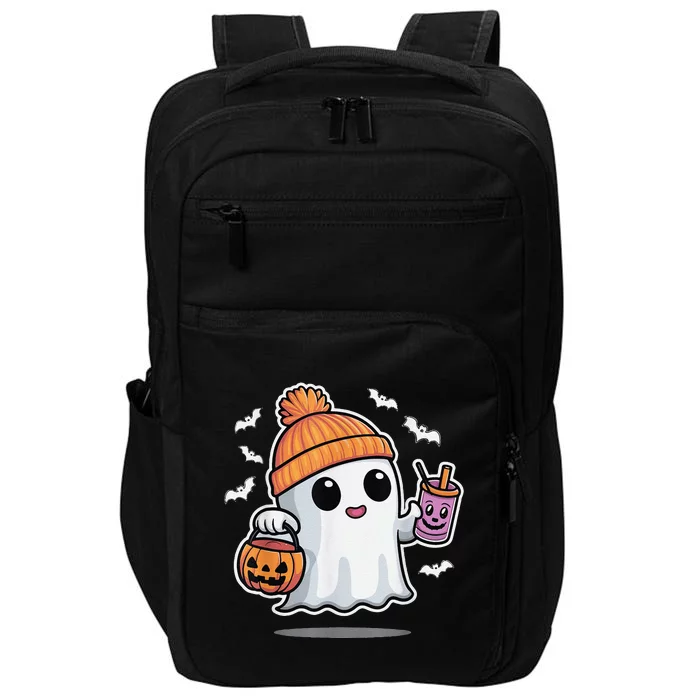 Cute Halloween Ghost Drink Pumpkin Impact Tech Backpack