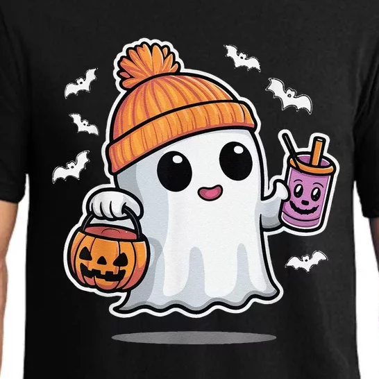 Cute Halloween Ghost Drink Pumpkin Pajama Set