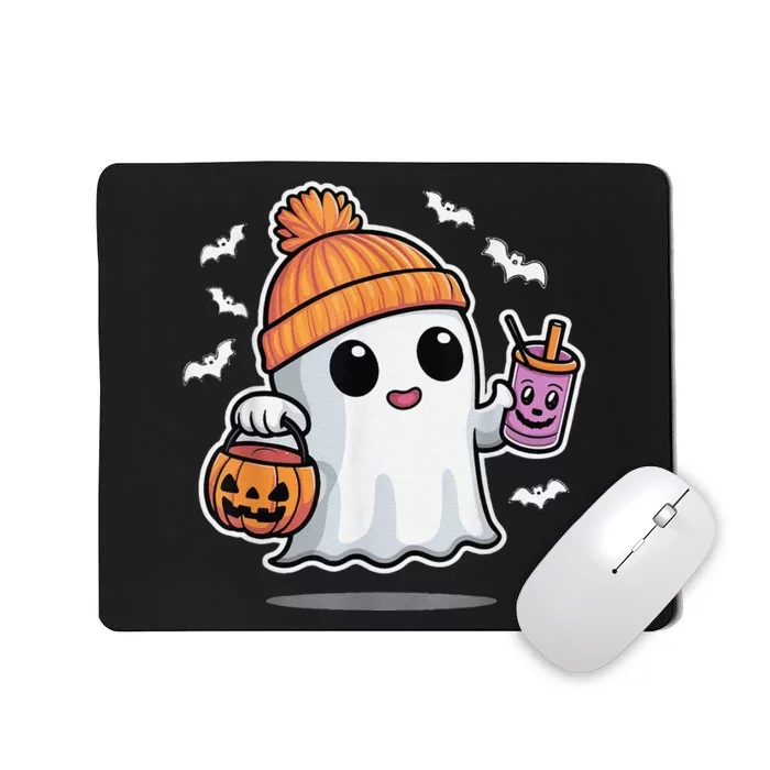 Cute Halloween Ghost Drink Pumpkin Mousepad