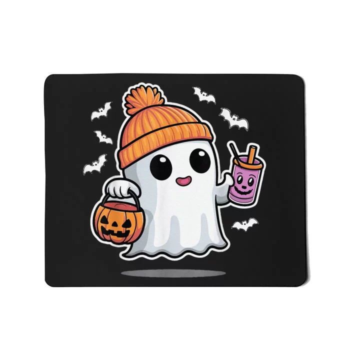 Cute Halloween Ghost Drink Pumpkin Mousepad