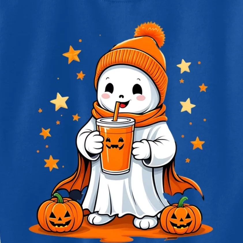 Cute Halloween Ghost Ing Pumpkin Juice Artwork Gift Kids Sweatshirt