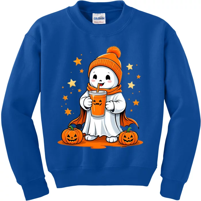 Cute Halloween Ghost Ing Pumpkin Juice Artwork Gift Kids Sweatshirt