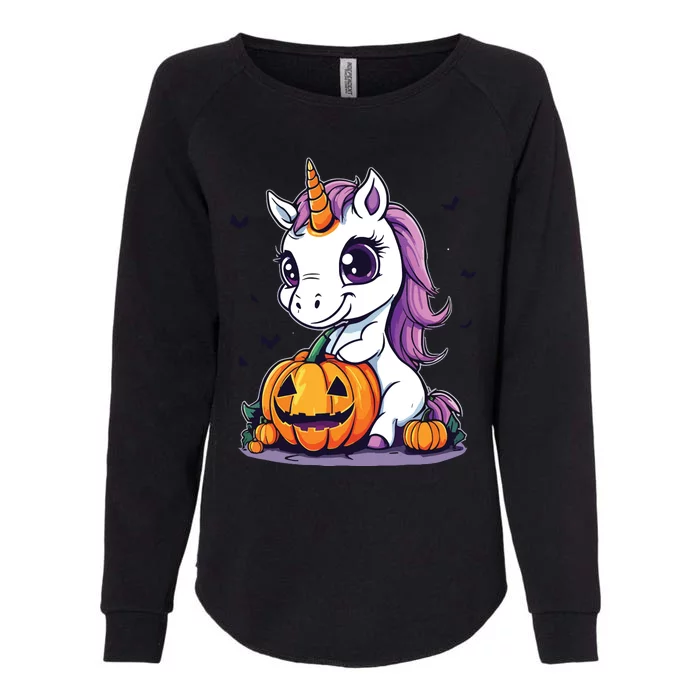 Cute Halloween Girls Witchy Unicorn Halloween Womens California Wash Sweatshirt