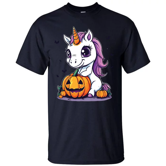 Cute Halloween Girls Witchy Unicorn Halloween Tall T-Shirt