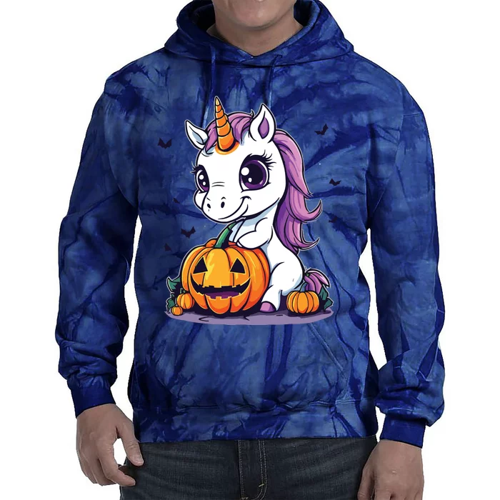 Cute Halloween Girls Witchy Unicorn Halloween Tie Dye Hoodie