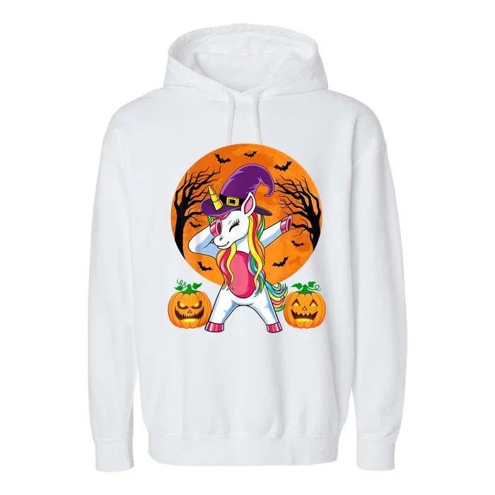 Cute Halloween Girls Witchy Unicorn Halloween Garment-Dyed Fleece Hoodie