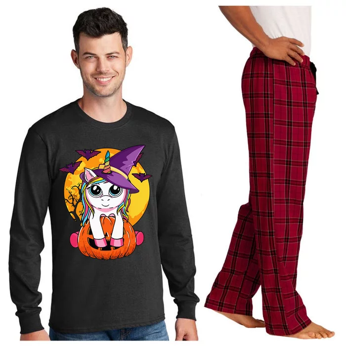 Cute Halloween Girls Kids Witchy Unicorn Halloween Long Sleeve Pajama Set