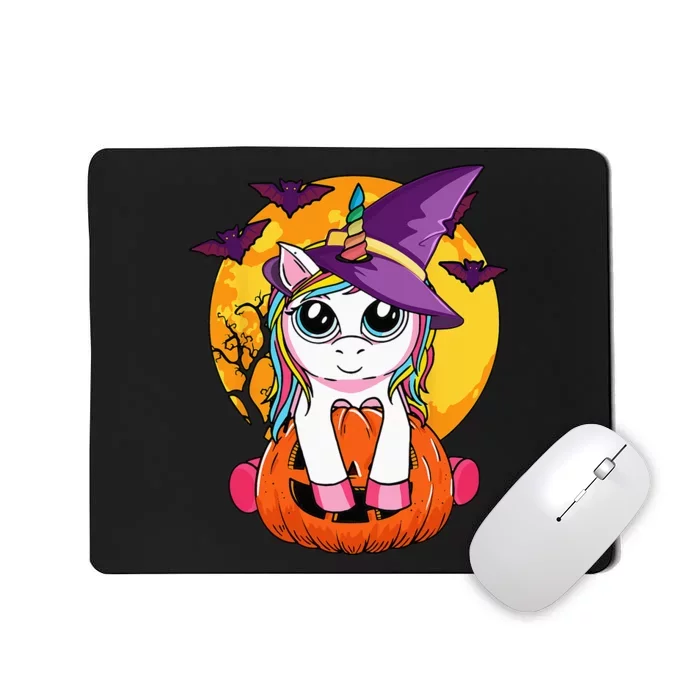 Cute Halloween Girls Kids Witchy Unicorn Halloween Mousepad