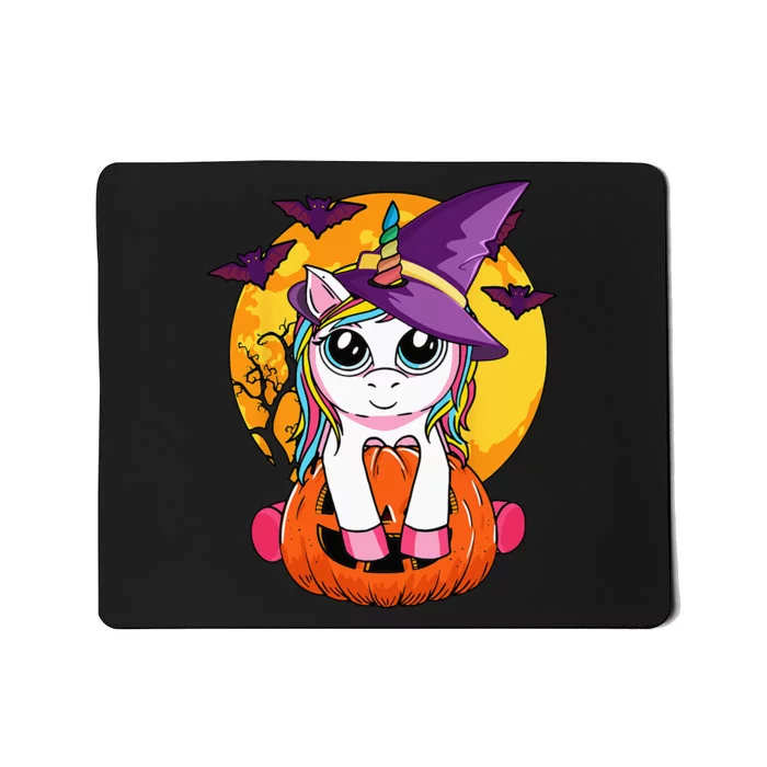 Cute Halloween Girls Kids Witchy Unicorn Halloween Mousepad