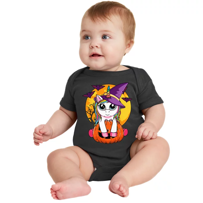 Cute Halloween Girls Kids Witchy Unicorn Halloween Baby Bodysuit