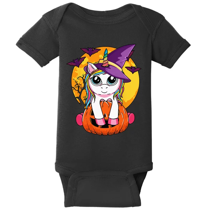 Cute Halloween Girls Kids Witchy Unicorn Halloween Baby Bodysuit