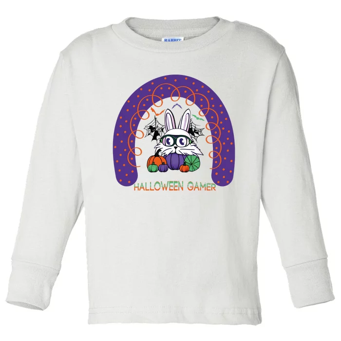 Cute Halloween Gamer Cute Bunny Cute Halloween Rainbow Halloween Pumpkins Toddler Long Sleeve Shirt