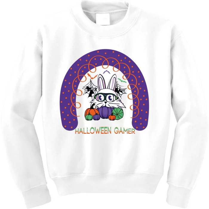 Cute Halloween Gamer Cute Bunny Cute Halloween Rainbow Halloween Pumpkins Kids Sweatshirt