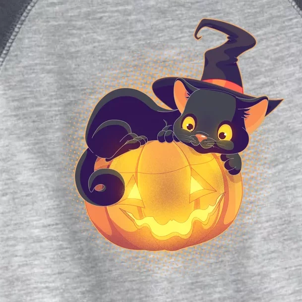 Cute Halloween Glowing Pumpkin Jackolantern Witch Cat Toddler Fine Jersey T-Shirt