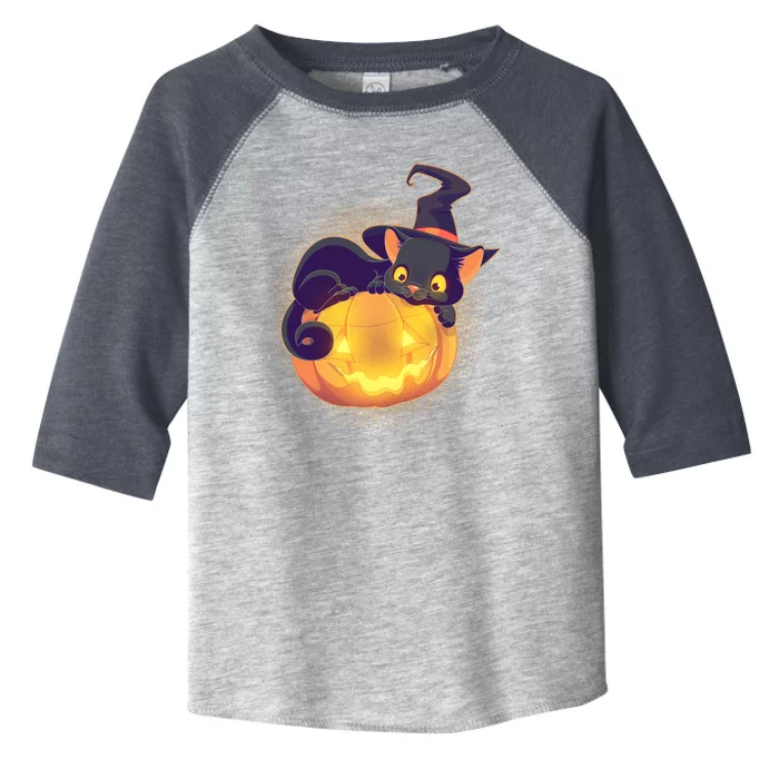 Cute Halloween Glowing Pumpkin Jackolantern Witch Cat Toddler Fine Jersey T-Shirt