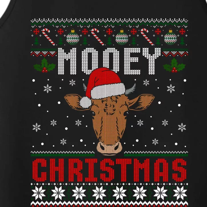 Cow Head Gift Mooey Christmas Cow Lover Ugly Sweater Gift Performance Tank