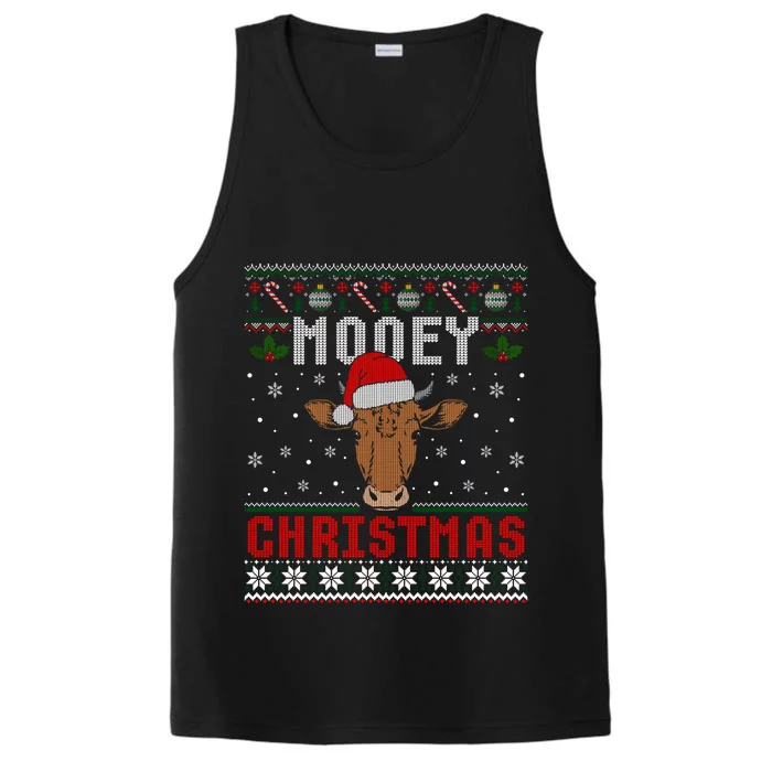 Cow Head Gift Mooey Christmas Cow Lover Ugly Sweater Gift Performance Tank