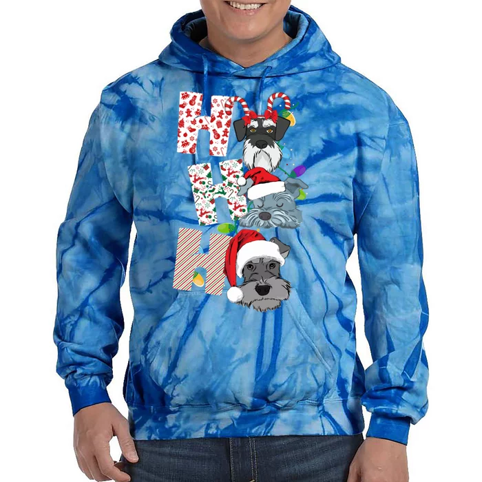 Christmas Ho Ho Ho Schnauzer Dog For Dog Lover Funny Xmas Gift Tie Dye Hoodie