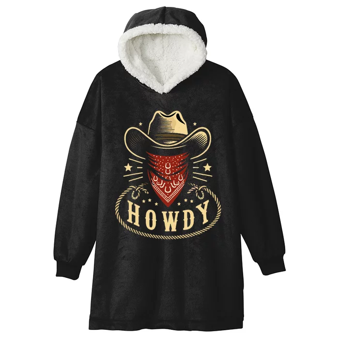 Cowboy Hat Howdy Western Rodeo Hooded Wearable Blanket