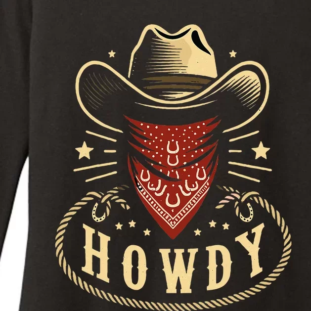 Cowboy Hat Howdy Western Rodeo Womens CVC Long Sleeve Shirt