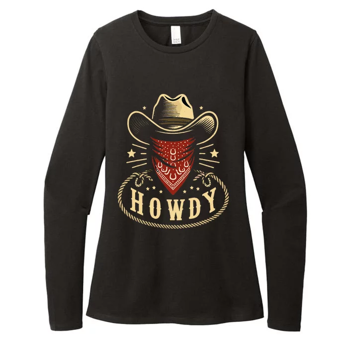 Cowboy Hat Howdy Western Rodeo Womens CVC Long Sleeve Shirt