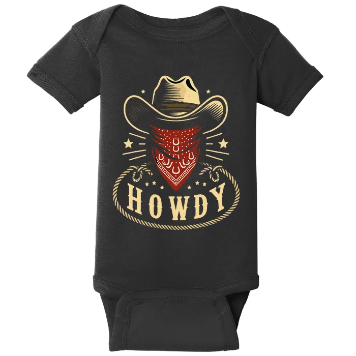 Cowboy Hat Howdy Western Rodeo Baby Bodysuit