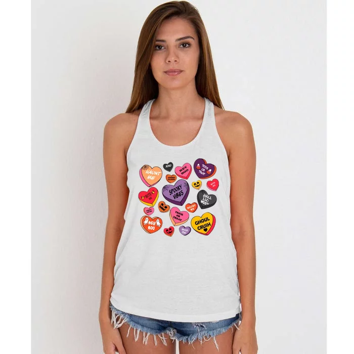 Candy Hearts Halloween Retro Halloween Women's Knotted Racerback Tank