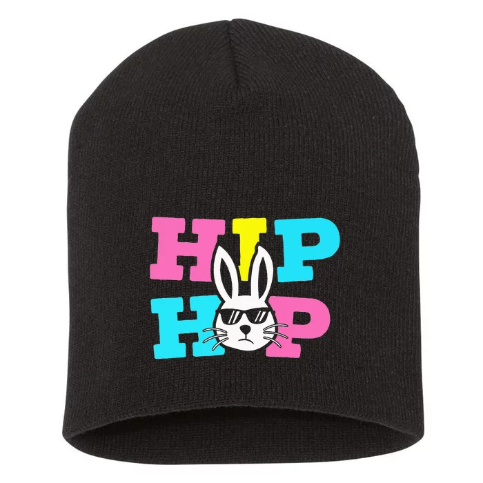 Cool Hip Hop Easter Bunny rabbit eggs month Short Acrylic Beanie