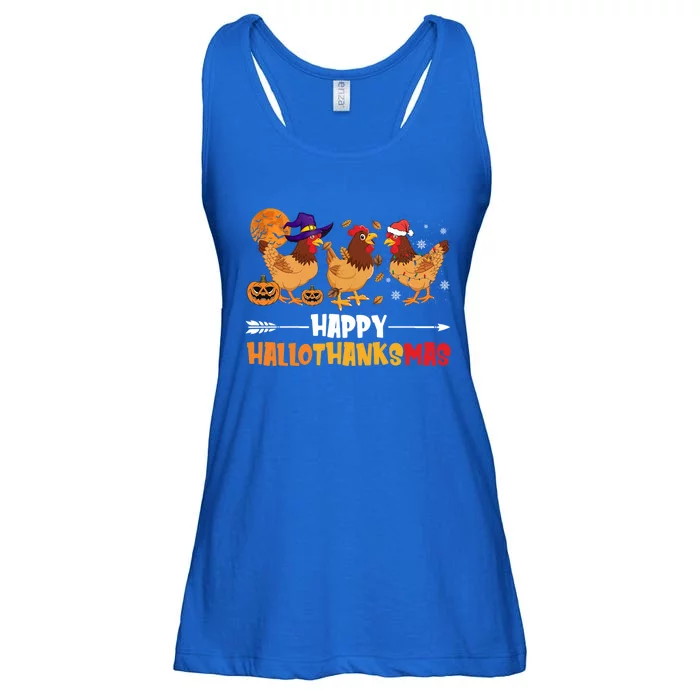 Chicken Halloween Happy Hallothanksmas Autumn Thanksgiving Gift Ladies Essential Flowy Tank