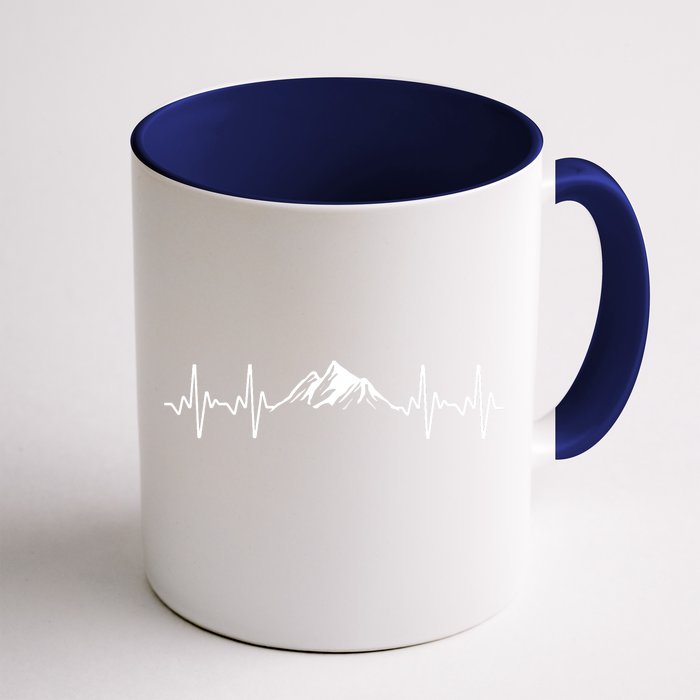 Cool Hiking Hiker Heartbeat Mountain Hike Hiking Gift Front & Back Coffee Mug