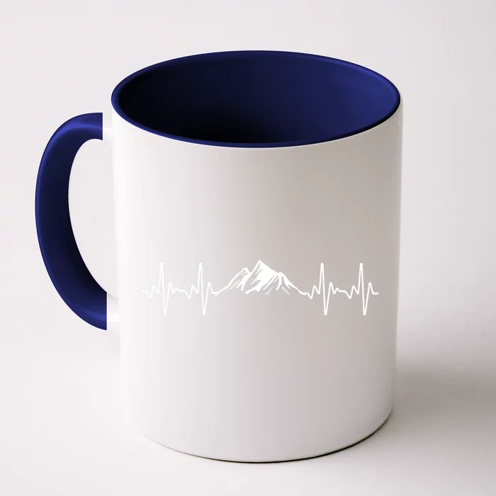 Cool Hiking Hiker Heartbeat Mountain Hike Hiking Gift Front & Back Coffee Mug