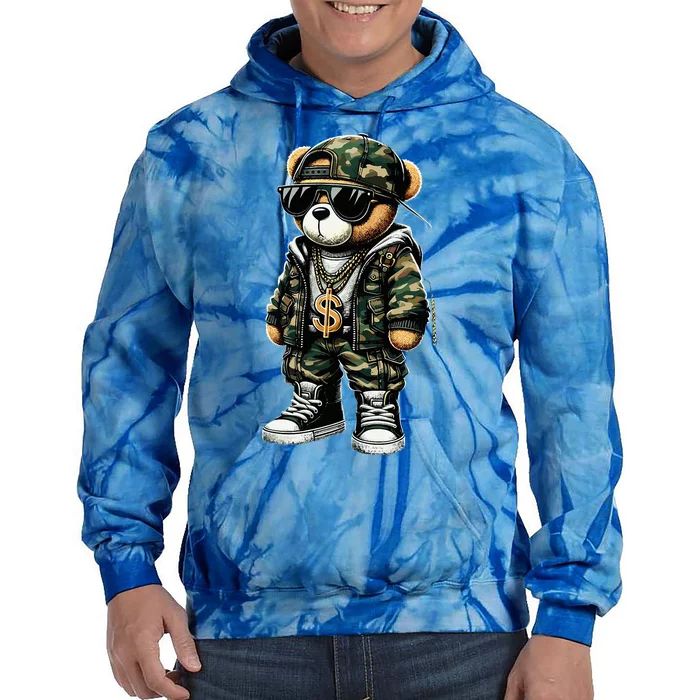 Camo Hip Hop Teddy Bear Camouflage Tie Dye Hoodie