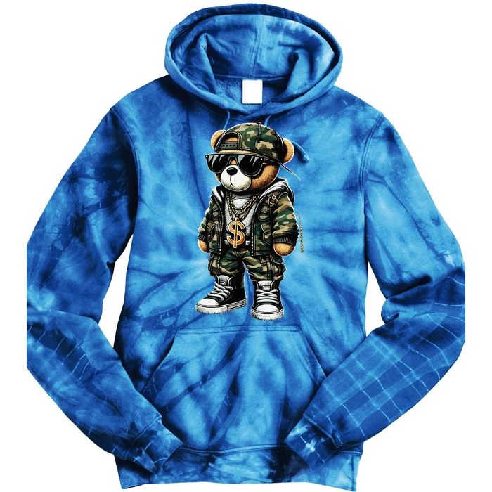 Camo Hip Hop Teddy Bear Camouflage Tie Dye Hoodie