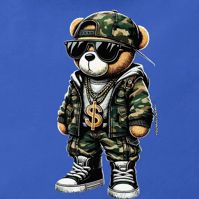 Camo Hip Hop Teddy Bear Camouflage Zip Tote Bag