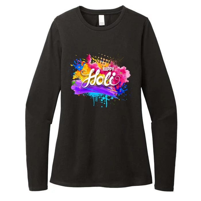 Colorful Happy Holi Celebrate South Asian Indian Hindu Festival Womens CVC Long Sleeve Shirt