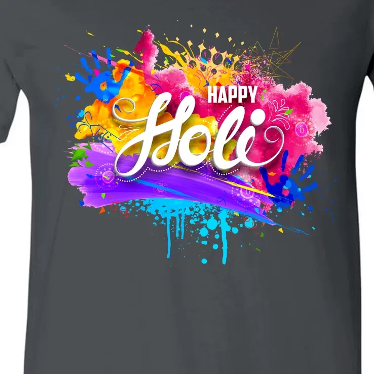 Colorful Happy Holi Celebrate South Asian Indian Hindu Festival V-Neck T-Shirt