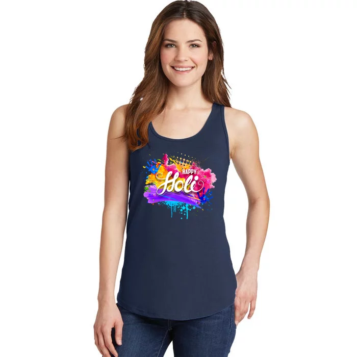 Colorful Happy Holi Celebrate South Asian Indian Hindu Festival Ladies Essential Tank