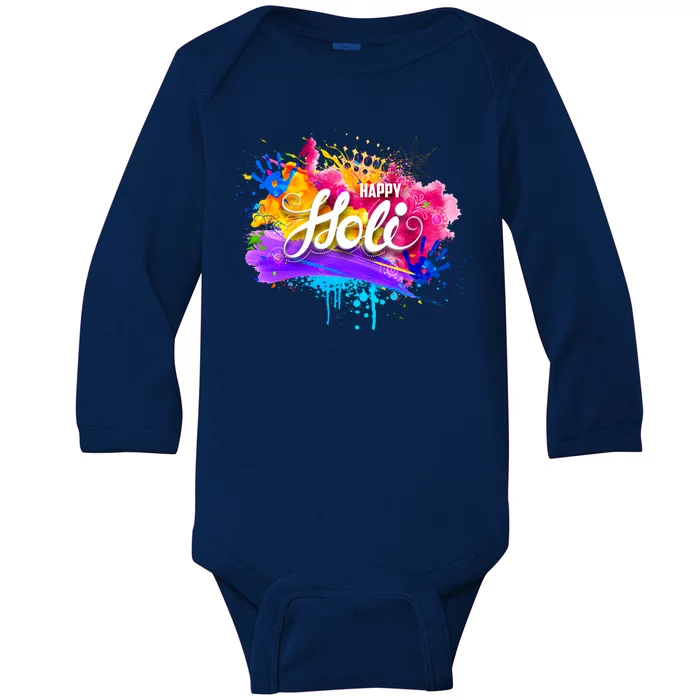 Colorful Happy Holi Celebrate South Asian Indian Hindu Festival Baby Long Sleeve Bodysuit