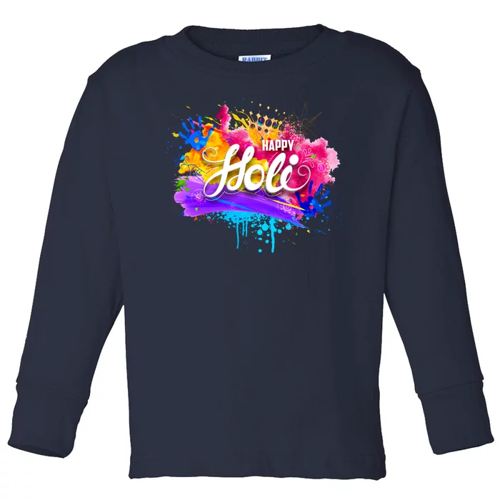 Colorful Happy Holi Celebrate South Asian Indian Hindu Festival Toddler Long Sleeve Shirt