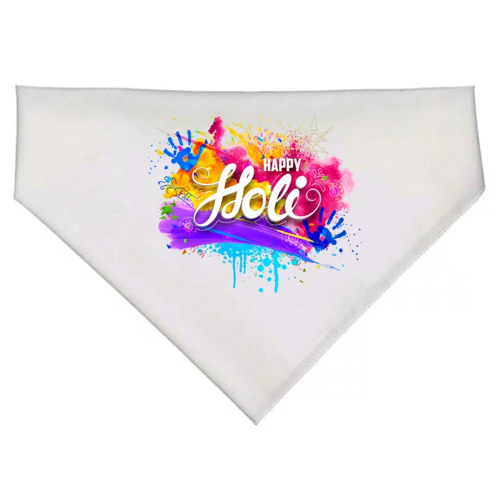 Colorful Happy Holi Celebrate South Asian Indian Hindu Festival USA-Made Doggie Bandana